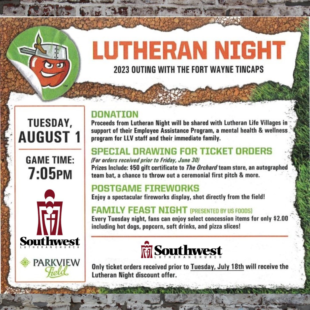 Southwest Lutheran Church on Twitter "Enjoy Lutheran Night presented