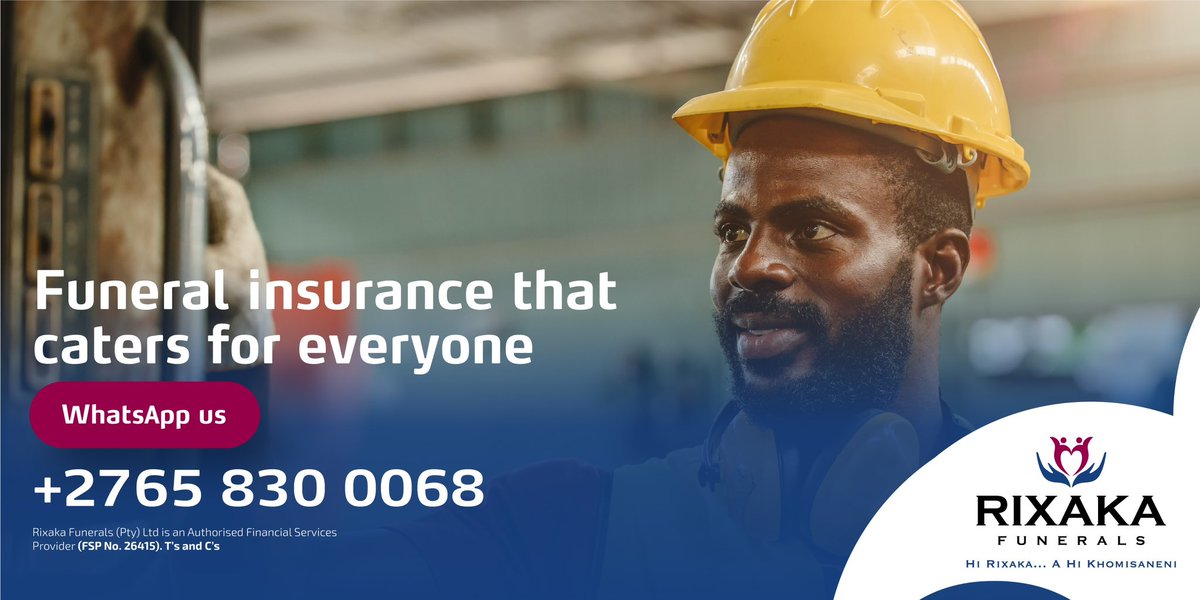 Rixaka_funerals's tweet image. Making peace of mind affordable for all! 💰💼🌹 

Get your 🏦 funeral insurance that suits every budget with Rixaka Funerals. 😇

📞 WhatsApp us at +27658300068 today for more information about our products and services. 💬🤝

#FuneralInsurance #AffordableCoverage #PeaceOfMind 🕊️