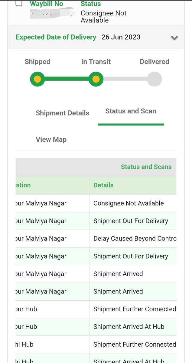 ravirjo's tweet photo. @BlueDartCares @BlueDart_ And now a fake update.  I have been sitting here whole day as there is some work going on in the house. There is no way the delivery person missed all of us.  It seems to be a normal scam by Blue Dart Jaipur.  Not sure who is this behavior helping. https://t.co/yDXjbTRbyz