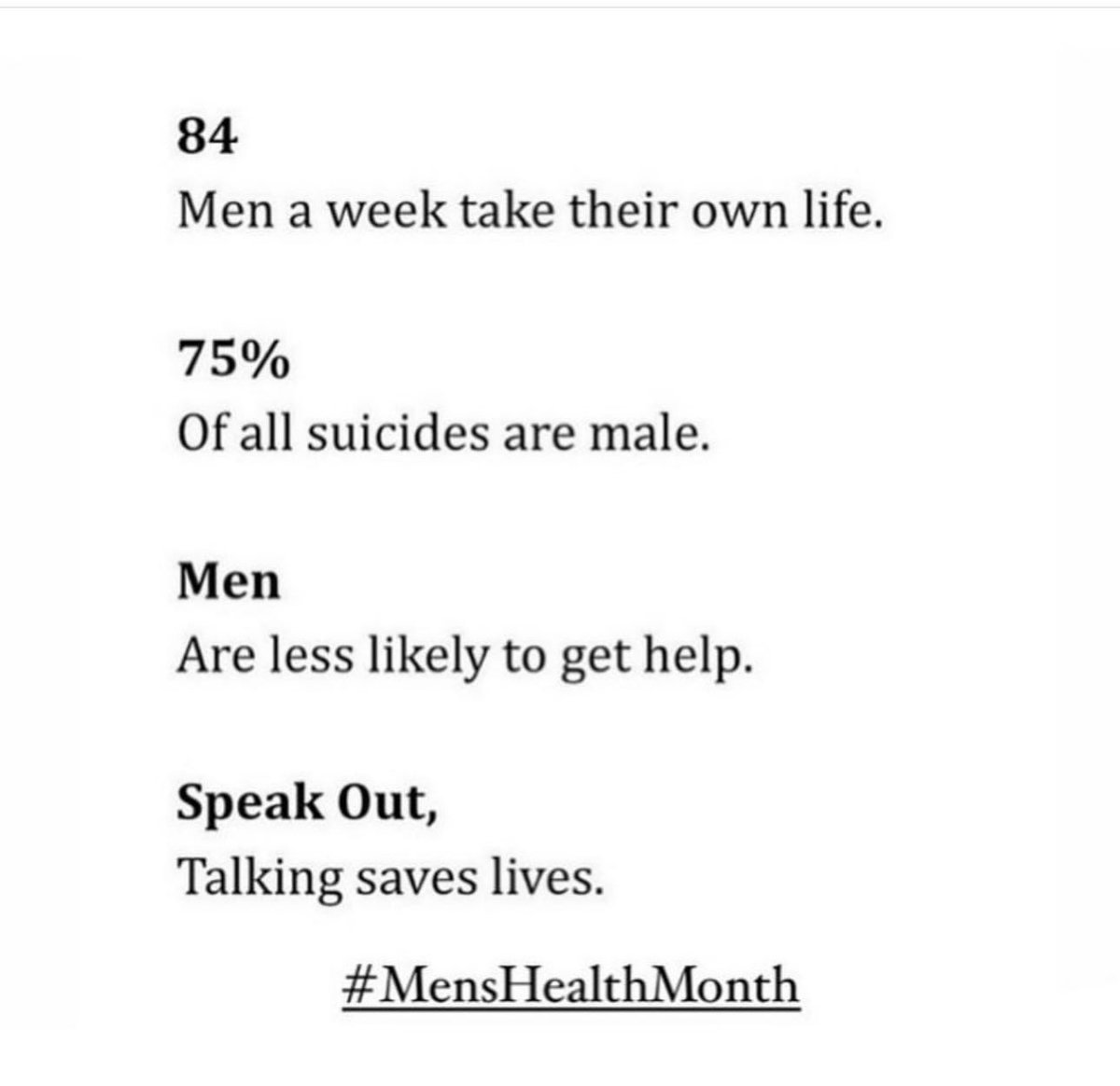 It’s never too late to let someone know that you love them and you’re happy they’re still with us. #MensHealthMonth