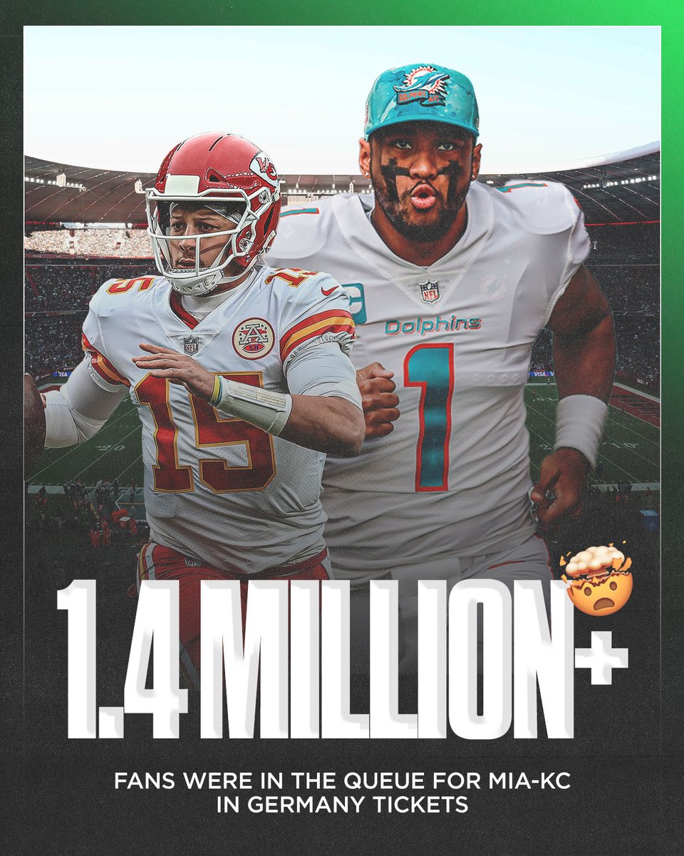 SNFonNBC's tweet photo. INSANE ticket demand to see the Dolphins and Chiefs in Germany this season. 🤯

#NFL https://t.co/sdpC1e8CU0