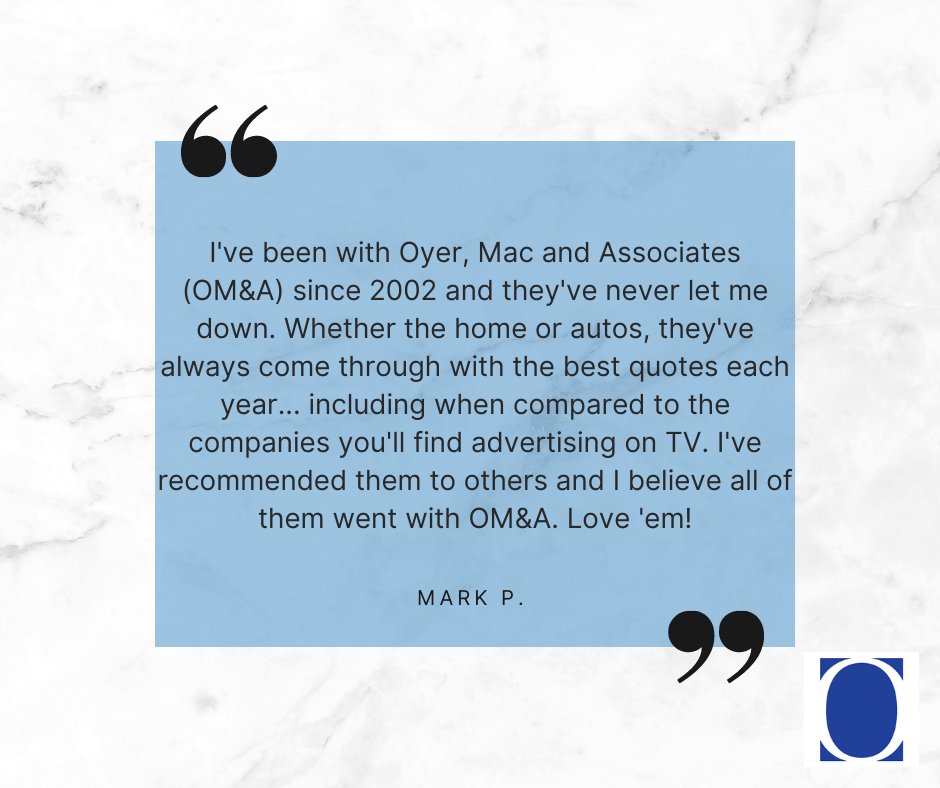 Can most companies claim that they've had clients for more than 20 years? We can, and we love our clients. We always strive to do what's best for you.

#oyerinsurance #testimonial #customer #custeromerfeedback #feedback #testimonialtuesday #insurance #boyntonbeach #boynton