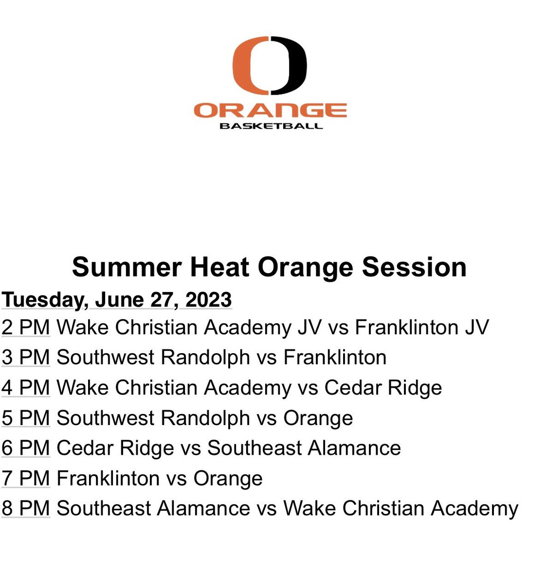 It’s time for more summer heat!!! Come out to Orange high for a action packed night of basketball!!