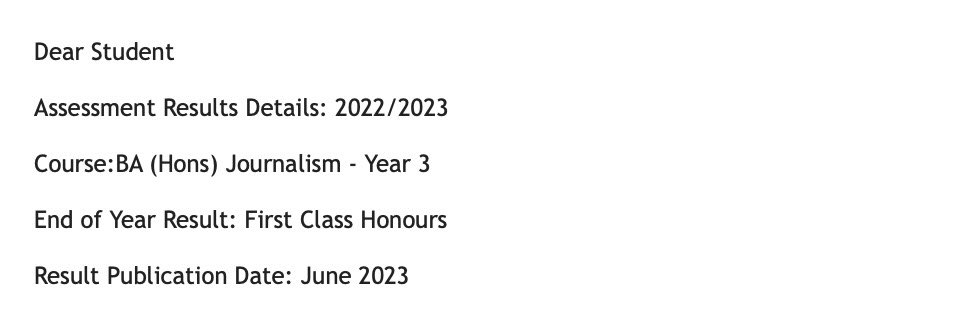 I am happy to announce that I am graduating with a First Class Honours degree in Journalism at @SolentUni 🎓

Thank you to every person who helped me achieve this. 

#journalism #journalismdegree #journo #media #solentuniversity