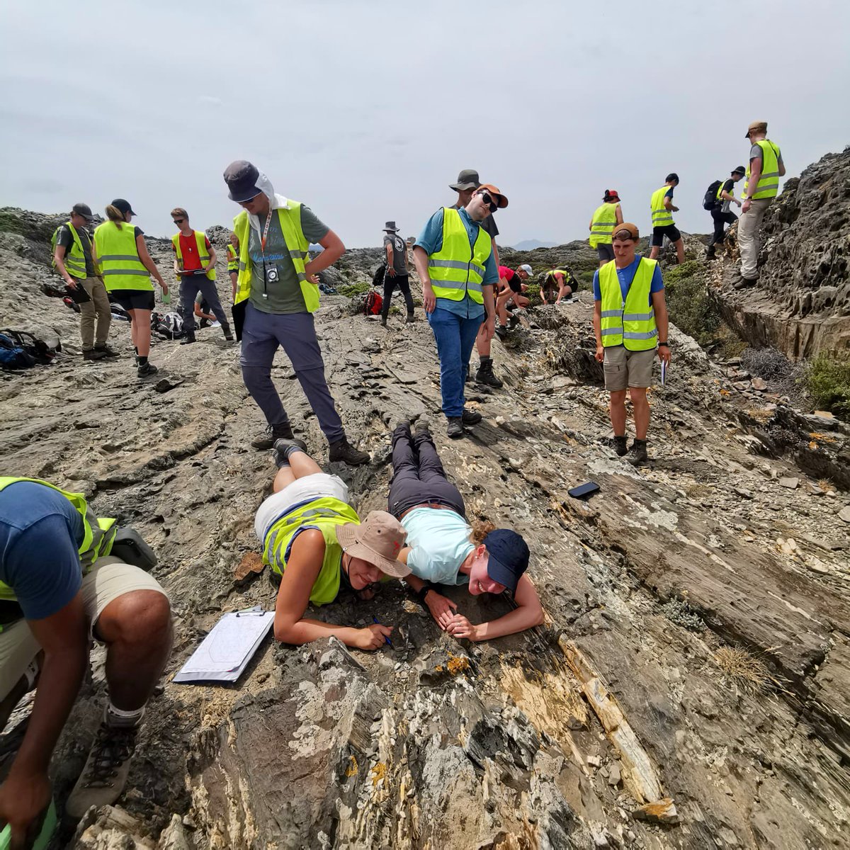 ajk_talcsrocks's tweet photo. Get down with the get down 😂👍🏻😏!
Looking for that #shear #sense from the correct orientation relative to #foliation and #lineation 😉 students were very confused at first why I was laying on the ground… then one joined me to find out why 😂
@UUEarthSciences
📸: @nanoOlli https://t.co/nDQAL6Qt5e