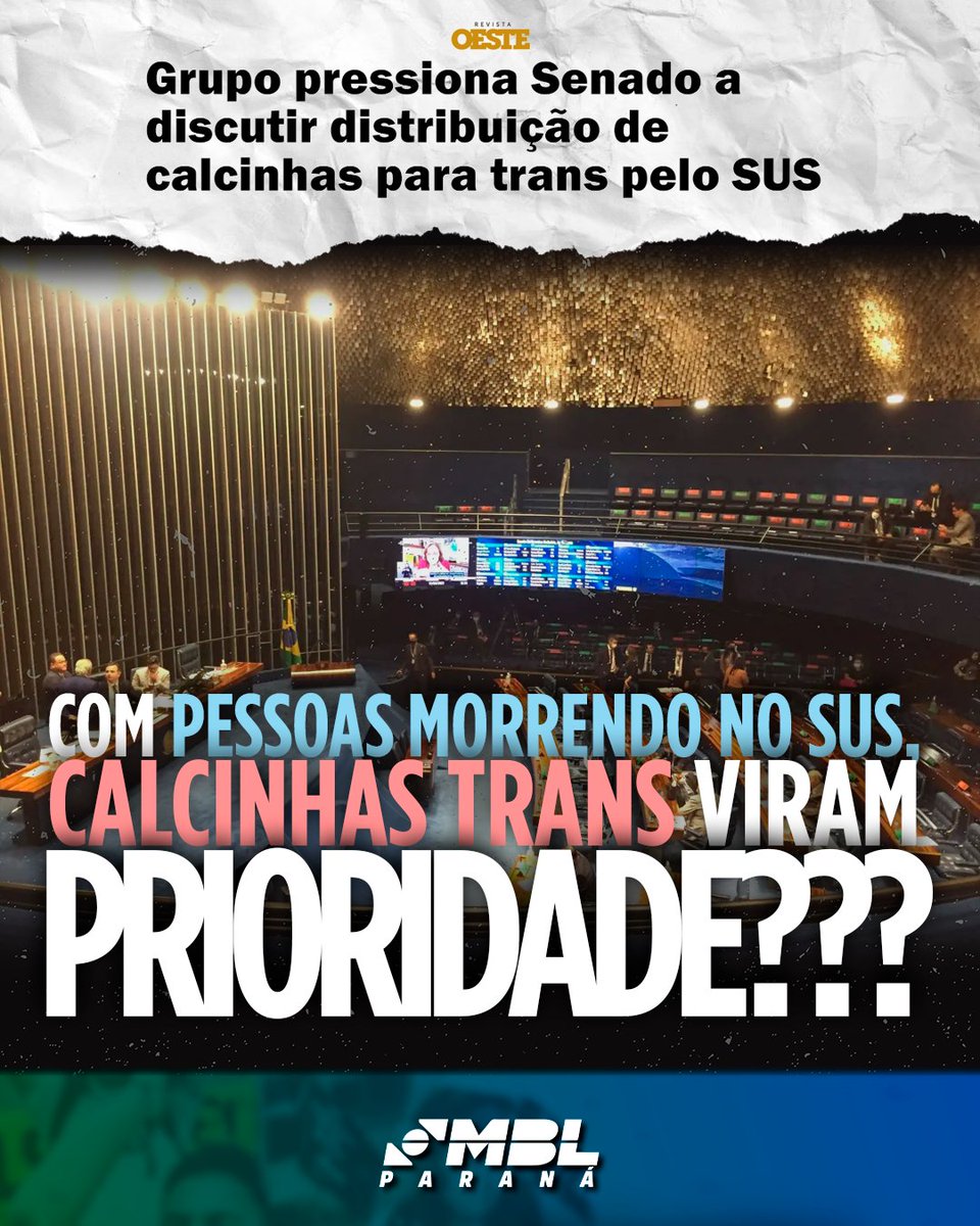 mblparana's tweet photo. Prioridades né.

@MBLivre #mbl #calcinha #calcinhatrans #senado #sus https://t.co/pTiYdtPMT7