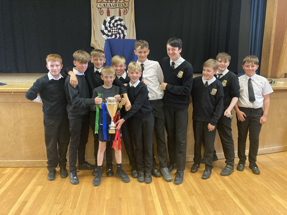 Gala_Academy's tweet photo. The inaugural winners of the Cant-Pinnons House Cup are officially crowned! Congratulations to the whole of Eildon House who dominated the table this year, winning sports day as well - you can see them lifting the trophy below as part of our House Assemblies yesterday. https://t.co/lVa73YooMx