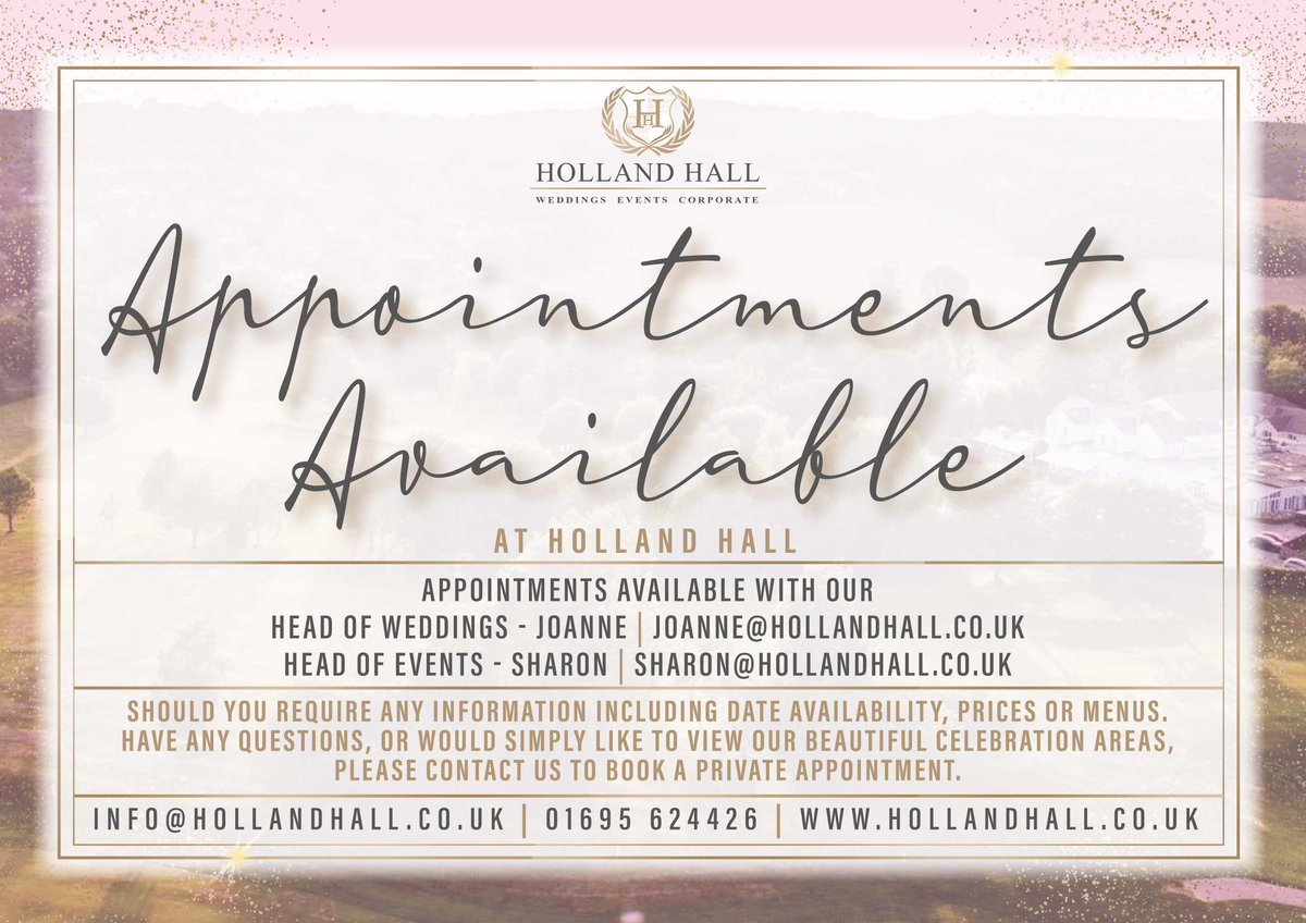 Holland Hall…the perfect wedding and events venue to make your dreams come true. Experience the magic yourself, appointments now available. 💖💃🏻✨

#appointmentsavailable #Lancashire #lancashirevenue #weddingvenue #awardwinningvenue #exclusivevenue #northwestwedding #events