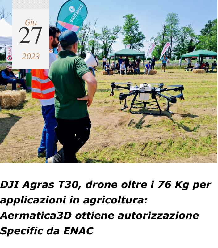 📣Aermatica3D ha ottenuto l'autorizzazione da ENAC per il DJI Agras T30. 🚁✅

Per saperne di più', contattaci a info@aermatica.com