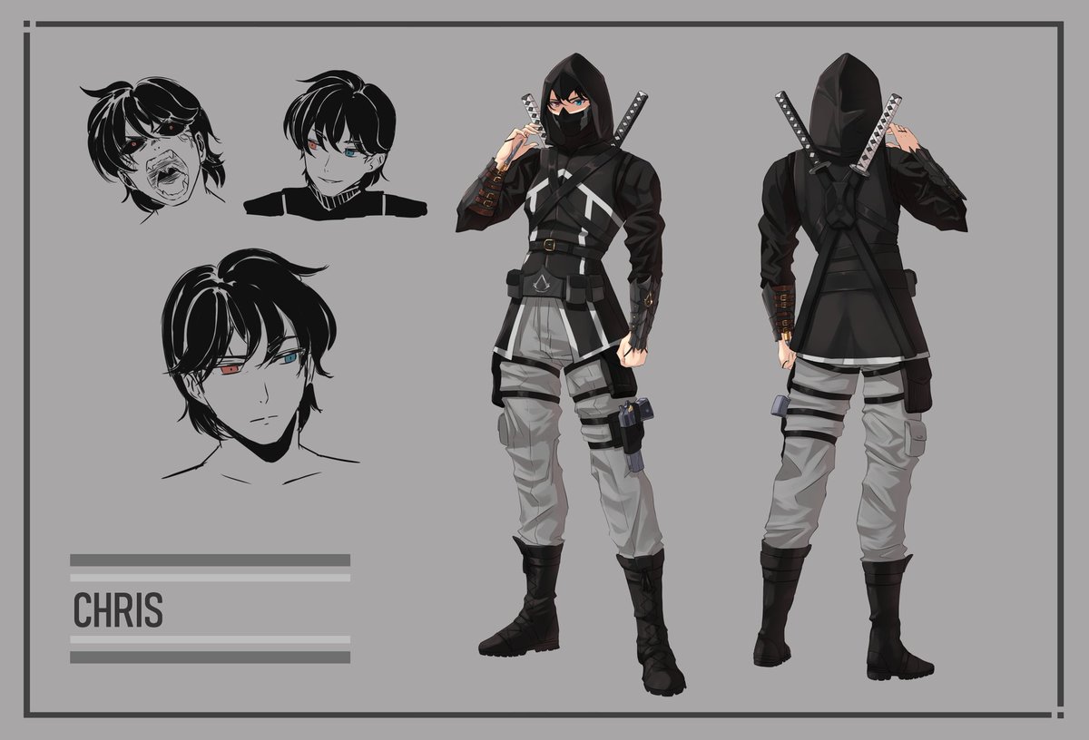 Spectre_CJM's tweet photo. [OC References Thread] If your interested in their backstory let me know cause fuck Twitter's limit counter.

1. Chris: Short Lore: He's a Demi-God for both Heaven and Hell
🎨: @Avocado_sama https://t.co/NVrNqRPxrZ