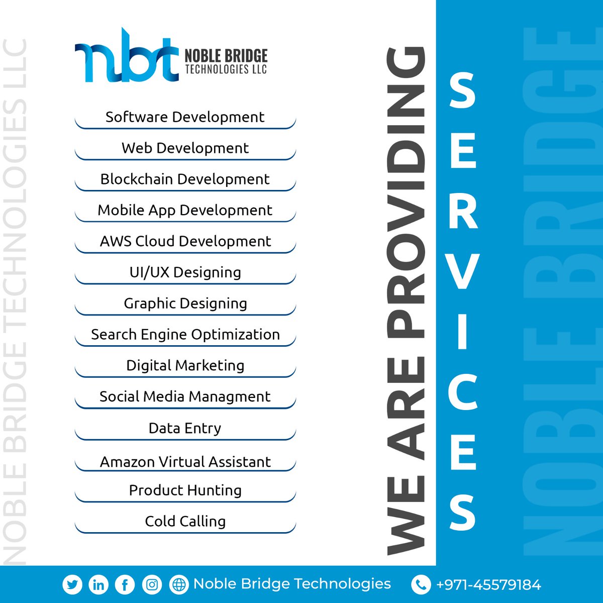 Unlocking the power of technologies with Noble Bridge Technologies. Explore our comprehensive range of services.
#digitalsolutions #technologyexperts #noblebridgetechnologies