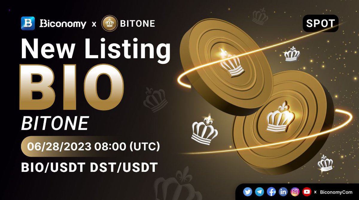 BiconomyTurkey's tweet photo. 🚀 #Biconomy, Spot Ticaret için @bitone_twit'i (BIO&DST) Listeliyor!🚀
#BITONE Chain(BIO) merkezi olmayan bir halka açık zincirdir🚀
#DST belirteci #DoubleSwap Dex'in bir yönetişim belirtecidir🚀
Tüm ayrıntılar👉 https://t.co/O64BUK2tsZ
#BiconomyExchange #BIT #kripto #DEX https://t.co/sOSVWcL2nE