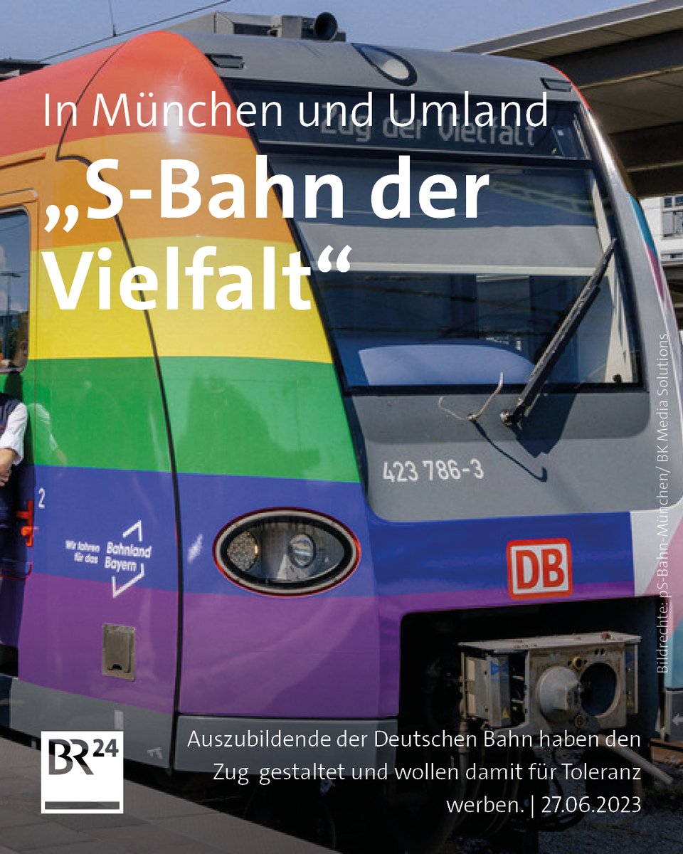 🚇 🌈 Sie ist nicht zu übersehen – und das ist auch so gedacht: In #München und im Umland fährt jetzt die #regenbogen​farbene 'S-#Bahn der Vielfalt'.

Mehr dazu: br.de/nachrichten/ba…