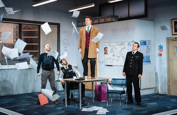 TheStage's tweet image. ★★★★★ Review: Accidental Death of an Anarchist – Tom Basden’s viciously funny version of the classic farce is topped off with a tour-de-force lead performance @TRH_London bit.ly/3r4z2O0