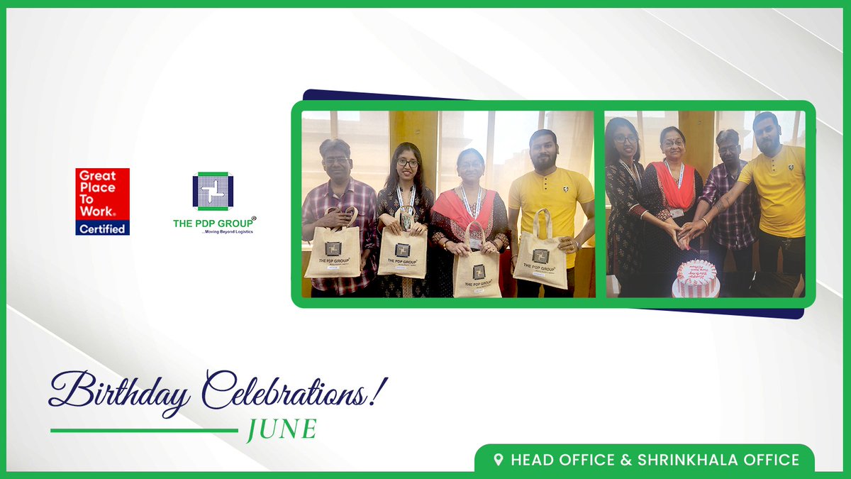 ThePDPGroup's tweet photo. #HappyBirthday to all #PDPians born in the month of June!
#lifeatPDP #officebirthday #GreatPlaceToWork2023 #birthdaycelebrations #logisticsindia https://t.co/713O25kXkL