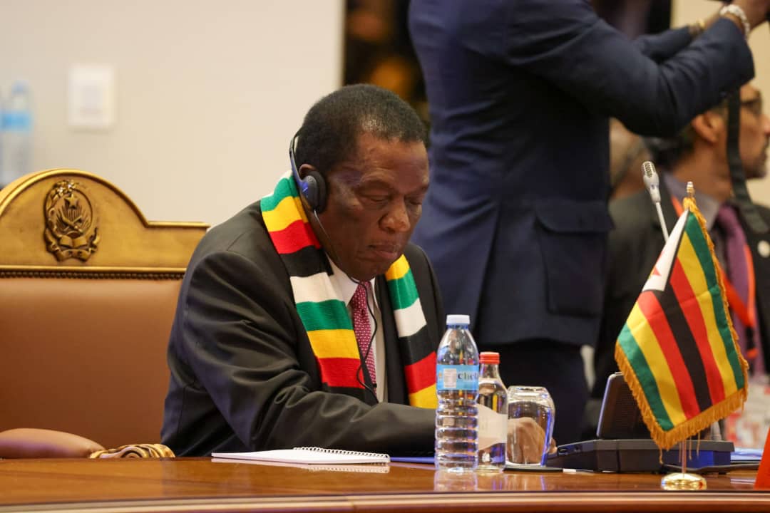 MoFA_ZW's tweet photo. H.E. President @edmnangagwa is attending the African Union Quadripartite Summit in Luanda, #Angola, this morning. The President is accompanied by MOFAIT Minister @ShavaHon.
Zimbabwe currently chairs the African Union Peace and Security Council for the month of June. https://t.co/2Y5unsal7A