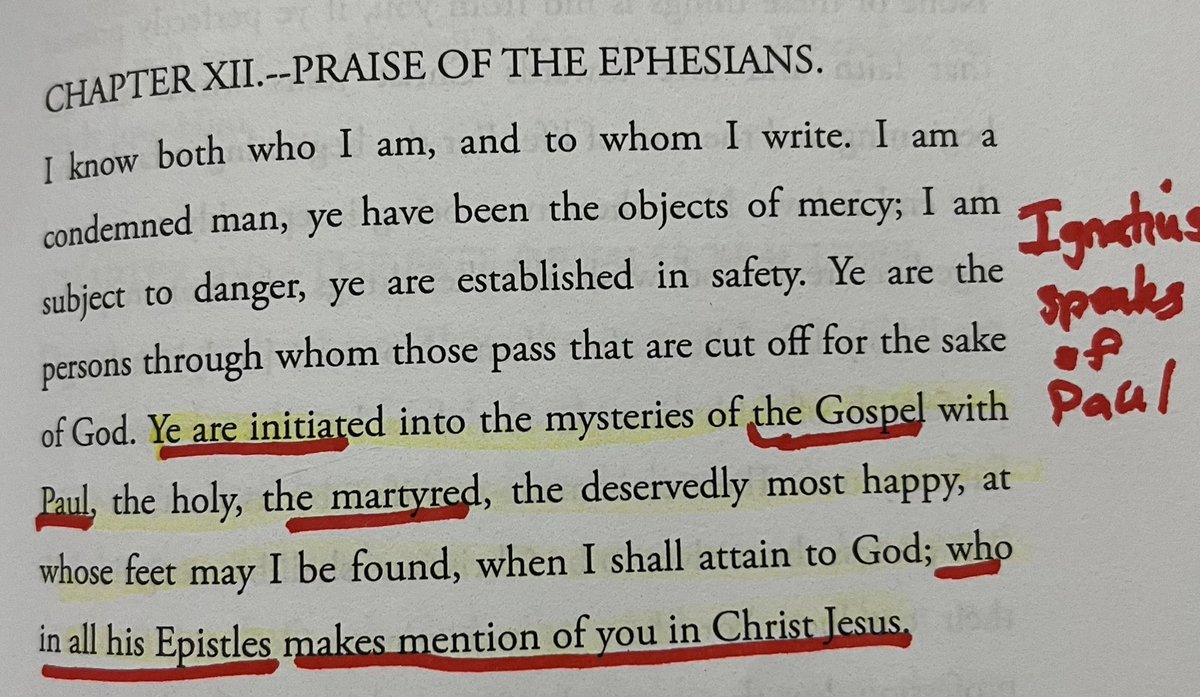 Ignatius of Antioch-in his letter to Ephesians between 70-108 A.D. confirms 1.) Paul had been at Ephesus, was martyred some time in the past, wrote epistles to them. I’ve never seen writing disputing veracity of any NT letter. #Christianity #apologetics #churchhistory  #bible