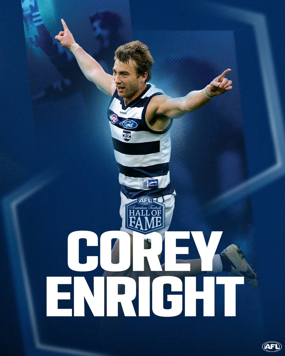 AFL's tweet photo. Boris 😻

Corey Enright is the second Geelong great inducted into the Hall of Fame tonight. https://t.co/m1oufqNjtF