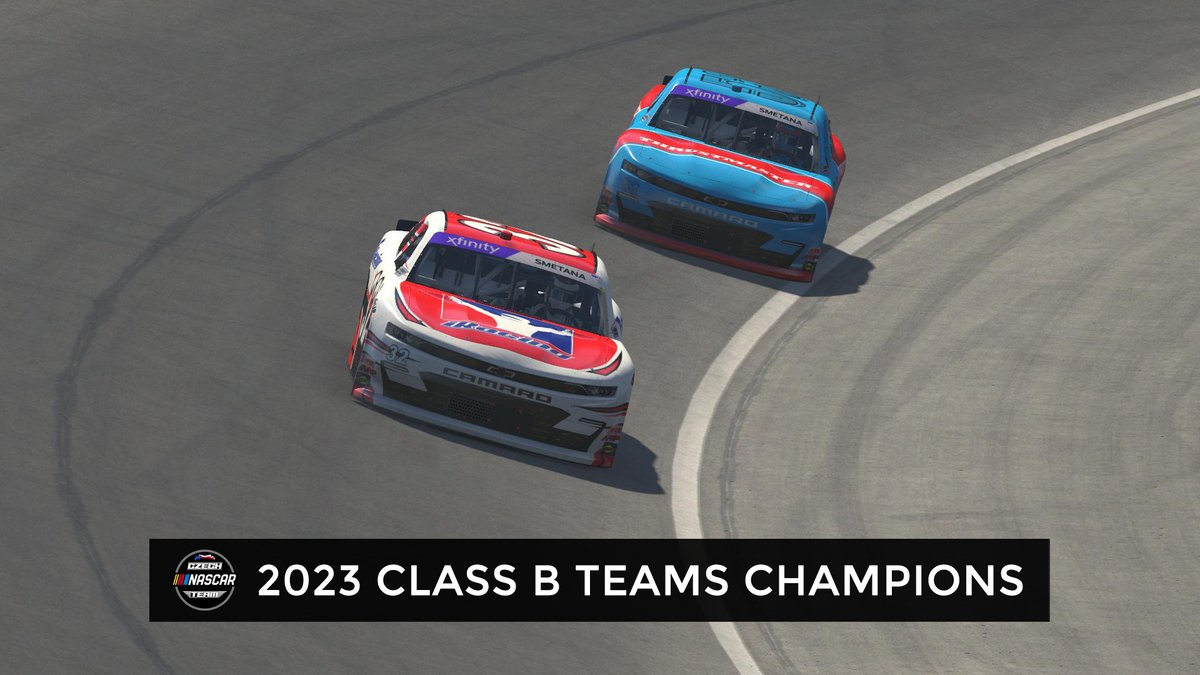 czechnascarteam's tweet photo. Same as in the Class C Series, our team won also here a teams championship at @VirtualOval! What an achievement for us. 🏆

Our team won five of the eleven races in the season. We got the maximum we could, driver and team title. 

#iRacing #NASCAR75 #VirtualOval #simracing #stats https://t.co/dI7VT9PxfJ