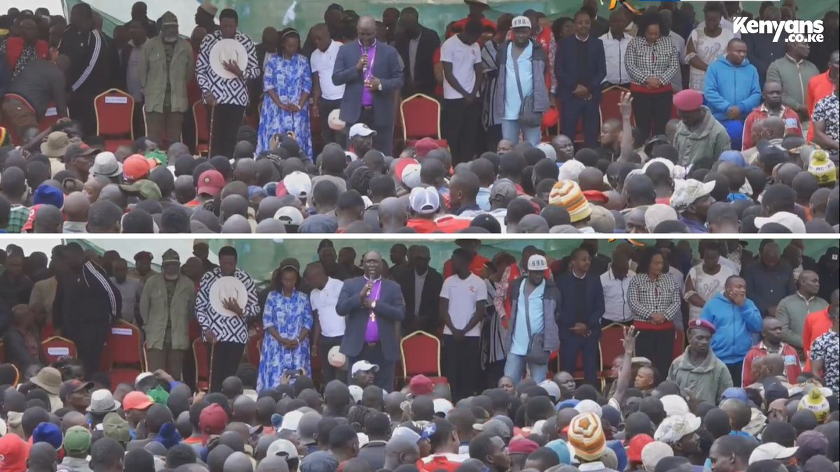 Kenyans's tweet photo. Azimio leaders pray as they begin the rally at Kamukunji https://t.co/Ry5HeX7Teb