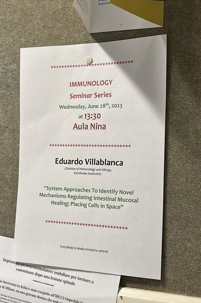 Tomorrow I’ll be @SanRaffaeleMI to talk about finding alternative therapeutic targets to treat #IBD patients. We focus on promoting mucosal healing (MH) to avoid immunosuppressive drugs. We use #spatialtranscriptomics #facs #scRNAseq #organoids and #multiplex staining to study MH