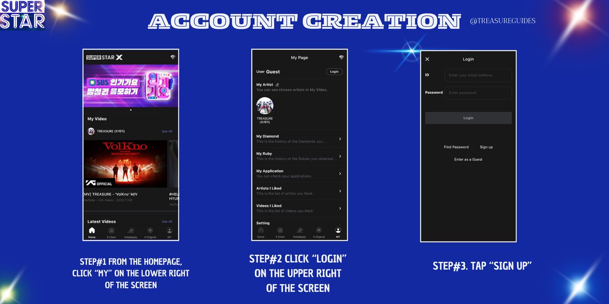 TREASURE GUIDES on Twitter " ACCOUNT CREATION 1. Click the MY icon. 2