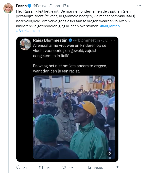 criticalfox71's tweet photo. Op de vlucht naar veiligheid laat je vrouw en kinderen achter? Zegt ze dit echt? Die wil je toch het liefste als eerste in veiligheid hebben.
@PostvanFenna #FennaPosthuma #gelukszoekers #asielzoekers #asieltsunami #asielzoeker #asielinstroom #asiel #vluchtelingen #migranten https://t.co/5U7Yhi01zE