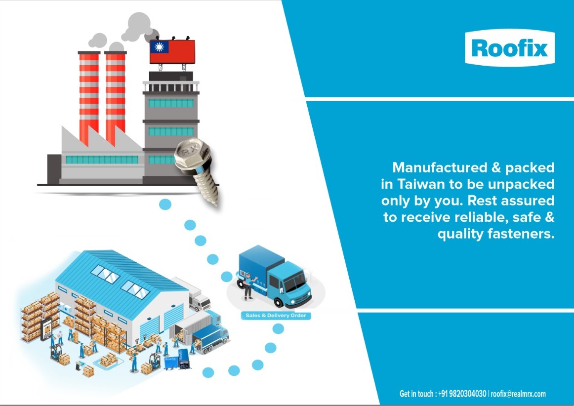 RoofixFasteners's tweet image. Our fasteners are manufactured and packed in Taiwan factory and are directly opened at the customer’s site to avoid any human  tampering in between

#Roofix #warehouse #SmallPackage #industrialfasteners #steelconstructions #corrosionresistant #longlastingroof #environmentfriendly
