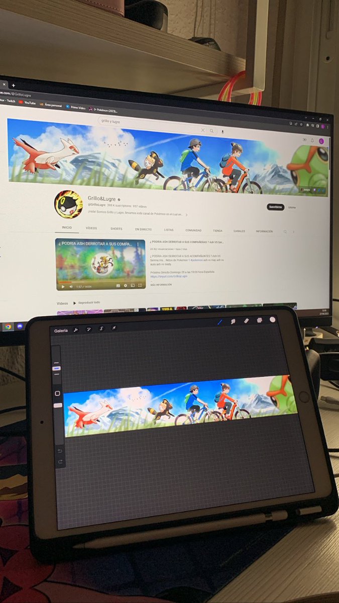 holii, he estado estas últimas semanas haciendo el banner de Grillo&amp;Lugre (<a href="/alelejak/">Alex Krykiet</a> y <a href="/Lugreon/">Lugre</a>) 
gracias Alex por confiar en mí y perdón edu por estar ocultándotelo estos días, pero era una sorpresita jeje🫶🏻

bienvenidos de nuevo a youtube❤️