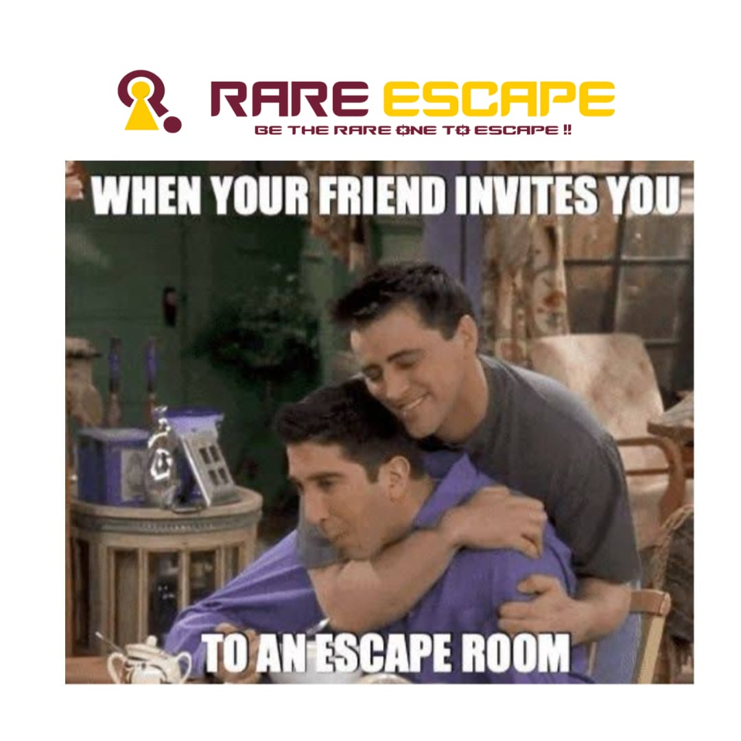 What will be your reaction if your friend invite you for an escape room 
#rareescape #escaperooms #mysterybooks #terrorescape #escaperoommemes #egytapiankingchambers 
#escaperoommumbai #weeklycompetition #escapegamesnearme