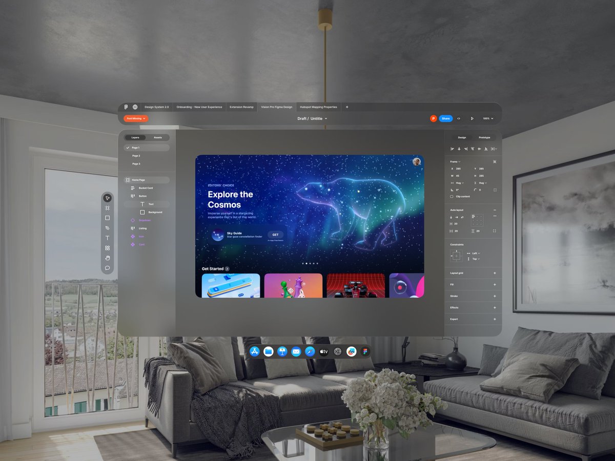 KPdesigns's tweet image. With @Apple #VisionPro we might get an opporunity to design stuff in different way with @figma. I spent some creating how Figma tool might look like in #spatialdesign