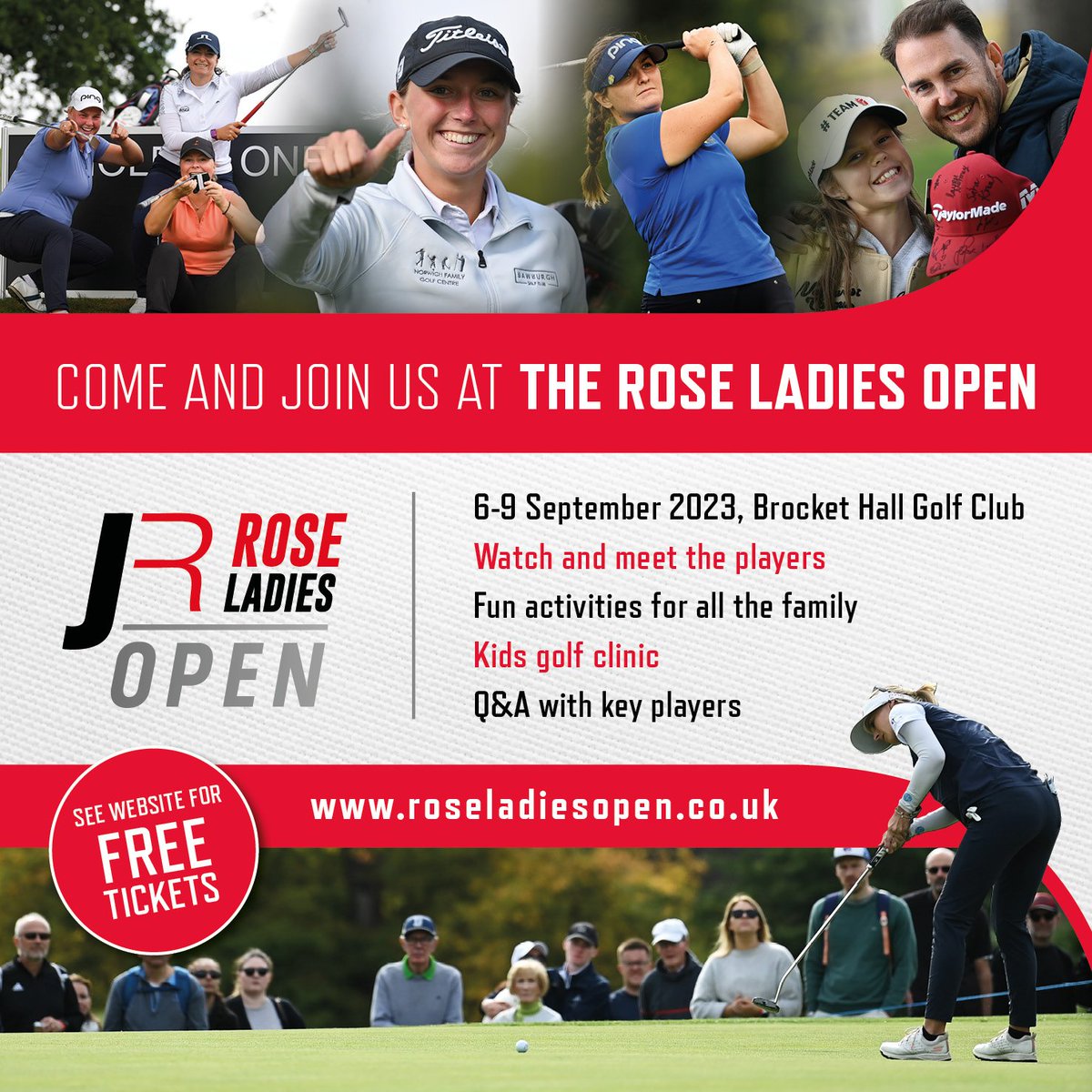 RoseLadiesGolf's tweet photo. Come and Join Us!! 

6-9th September 2023 @BrocketHall 

Get your Free Tickets 🎟 
https://t.co/oJUdbfNfIG 

#RoseLadiesOpen #BrocketHall #LETAS #RoseGolf https://t.co/xV6vQ4Onb9