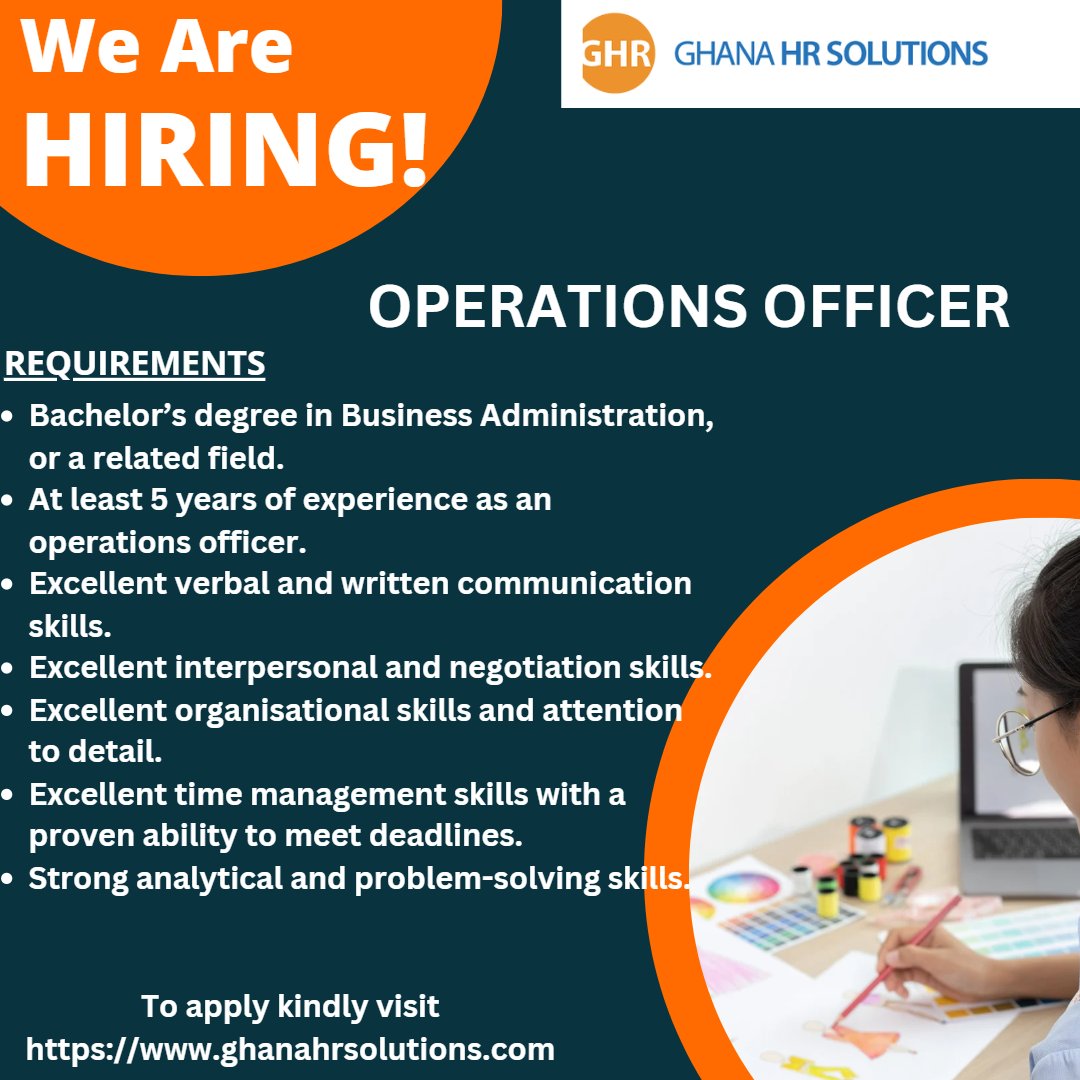 HIRING!!! HIRING!!! HIRING!!!
#operationsjobs #operationsofficer #securityjobs #management #ghanahrsolutions #vacancies #share