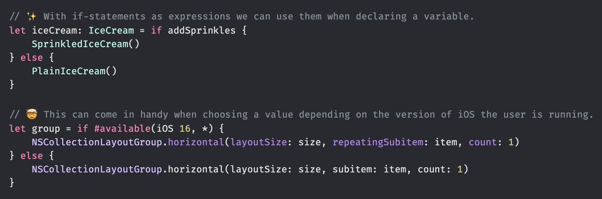 simonbs's tweet photo. if-statements got new super powers in Swift 5.9 and it's 🔥! https://t.co/adYoIS2YO8