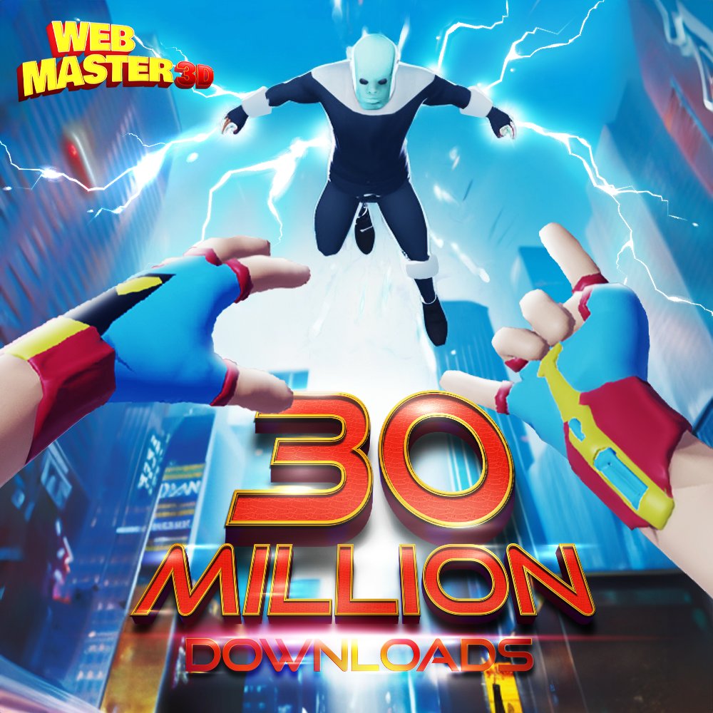 Web Master 3D just reached 30M #downloads!🏆

Thanks to Ouaz Games and the whole #TapNation team for this heroic effort.💙

Become a superhero: 
Android 👉 play.google.com/store/apps/det…
iOS 👉 apps.apple.com/us/app/web-mas… 

#mobilegaming #gamedev #top #charts