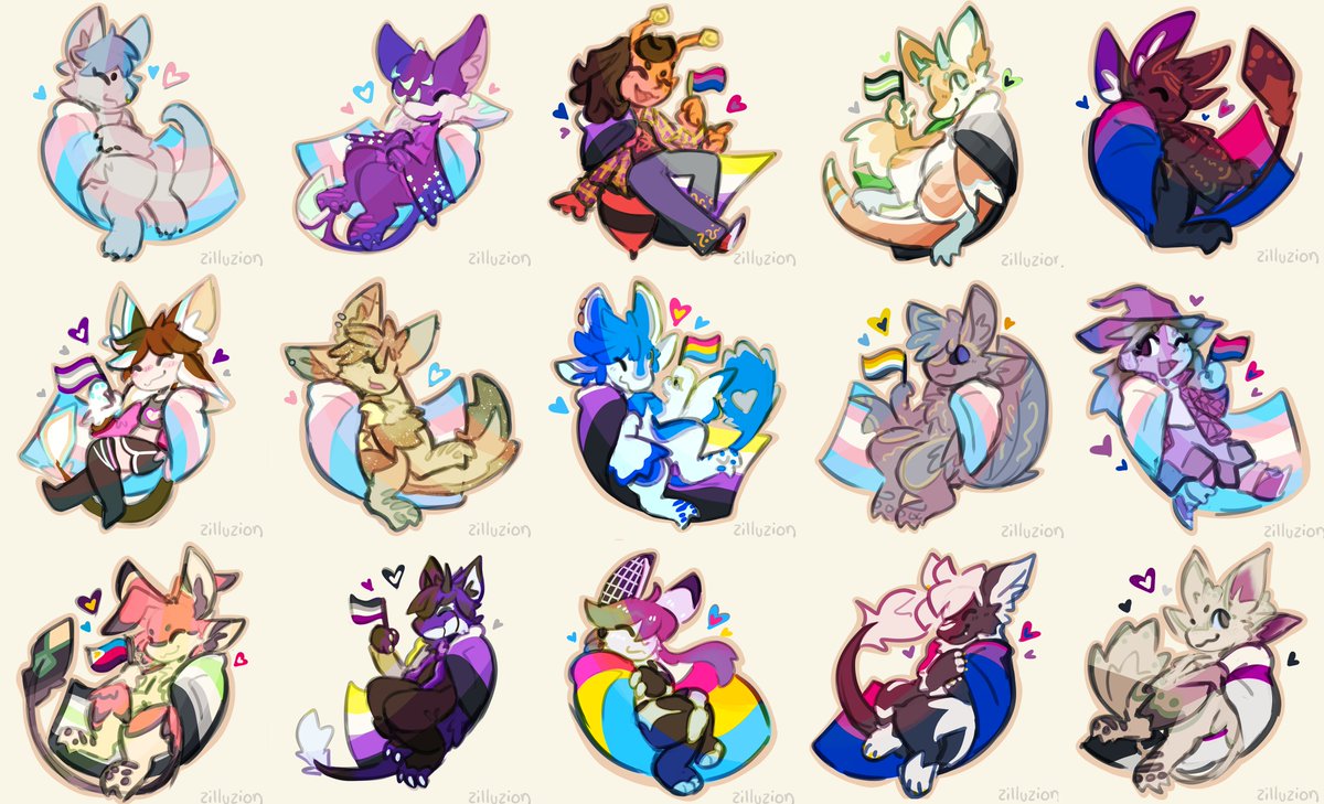 zilluzion's tweet photo. the last batch of pride doodles!! 🌈🩷 https://t.co/ouyD4NBiHi