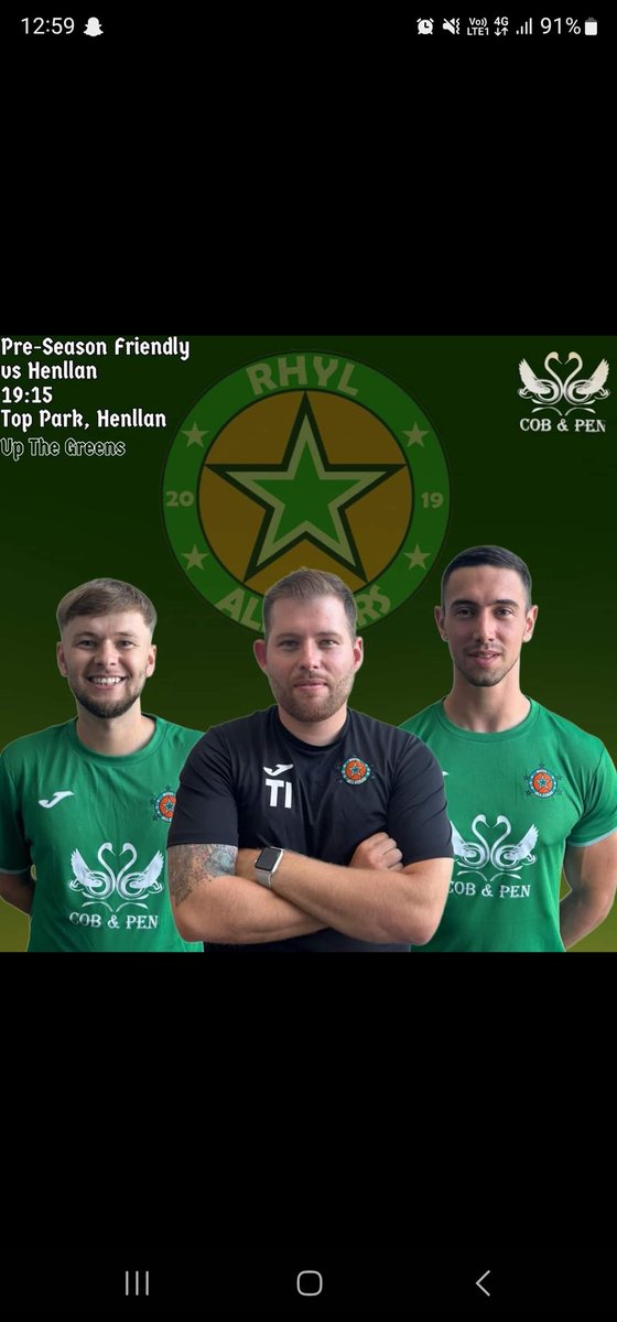 💚 Preseason friendly fixture 💚
⚽ CPD Henllan FC v Rhyl All Stars ⚽
🗓️ Tuesday 27th June 🗓️
🏟️ Henllan, Top park 🏟️
🕖 7:15pm kick off 🕖
Tonight we kick off our preseason with a trip to Henllan. Thank you to Henllan for agreeing to host us last minute after a pitch issue.