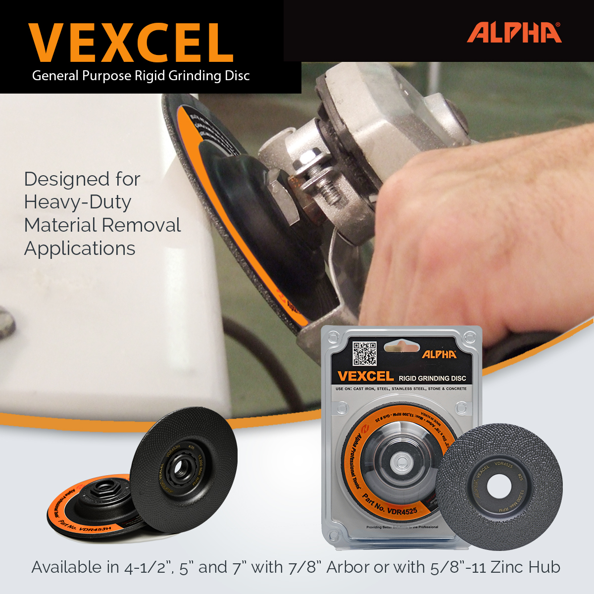 alphaprotools's tweet photo. The Vexcel Rigid Grinding Disc is designed for heavy-duty material removal. Great for Granite, Engineered Stone, Quartzite, Marble, Concrete and Sintered Slabs. Available in 4-1/2”, 5” and 7” with 7/8” Arbor or with 5/8”-11 Zinc Hub.

#alphaprotools #alphatools #stonefabrication https://t.co/MtzbFdfpRH