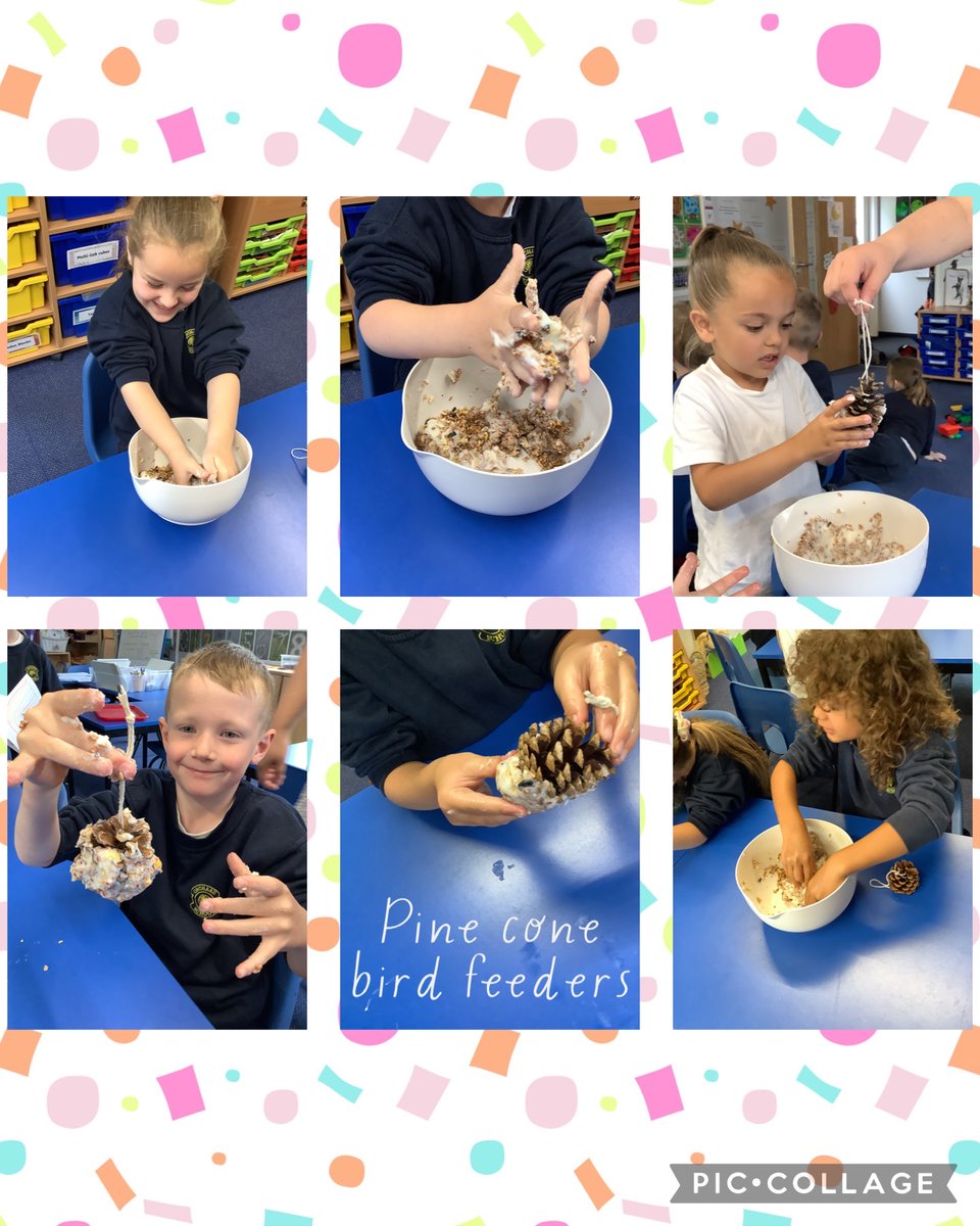 OrchardPSLeics's tweet photo. A very messy morning in Class 2 making โpine cone bird feedersโ. The children are really keen to see if we will have lots more birds in our school grounds next week!
#nature #wildlife #RSPBchallenge #caring @Symphony_LT https://t.co/c18mXpHH7i