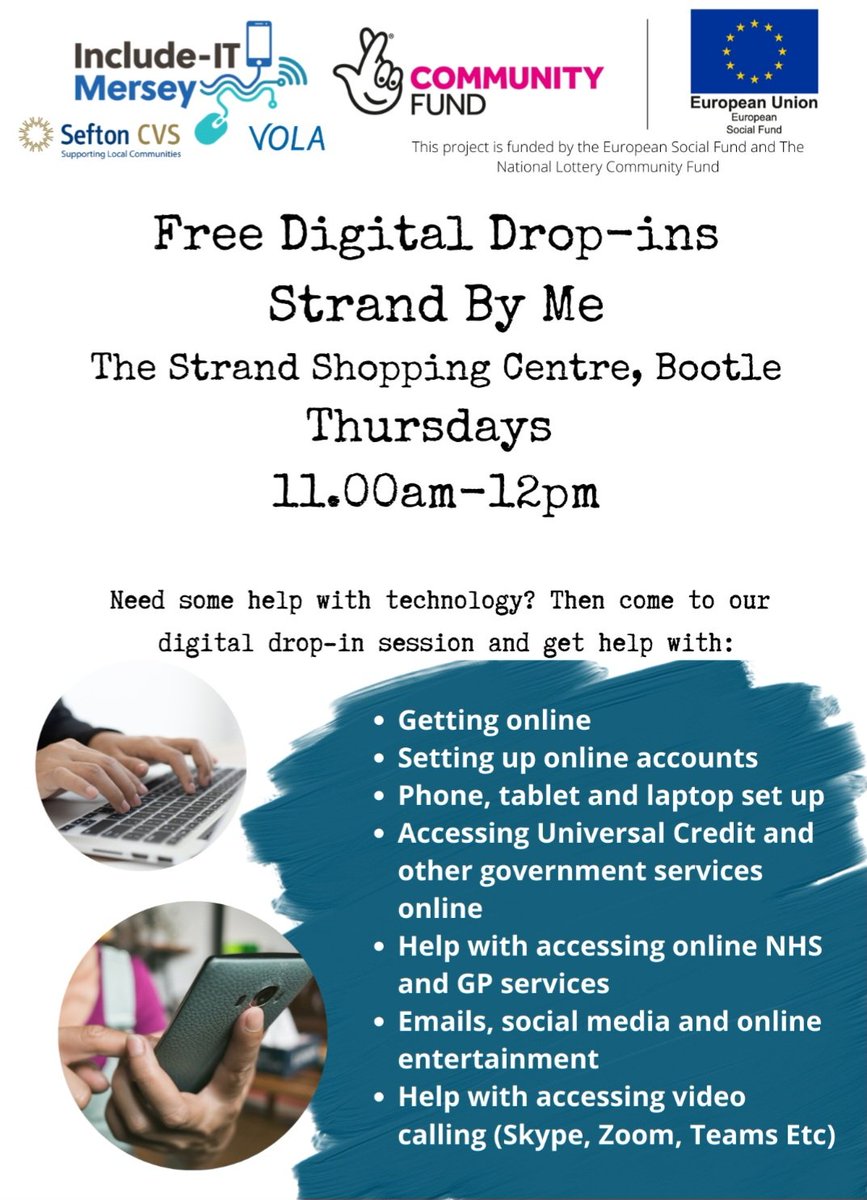 Social Prescribing Sefton (@splw_sefton) on Twitter photo Its #DigitalHealth Tuesday & we usually highlight the many online resources/apps available - but what if you need help to access in the first place?
<a href="/IncludeITMersey/">Include IT Mersey</a> host regular Digital Drop Ins at various locations- see herefor more info
includeitmersey.org.uk Its #DigitalHealth Tuesday & we usually highlight the many online resources/apps available - but what if you need help to access in the first place?
<a href="/IncludeITMersey/">Include IT Mersey</a> host regular Digital Drop Ins at various locations- see herefor more info
includeitmersey.org.uk