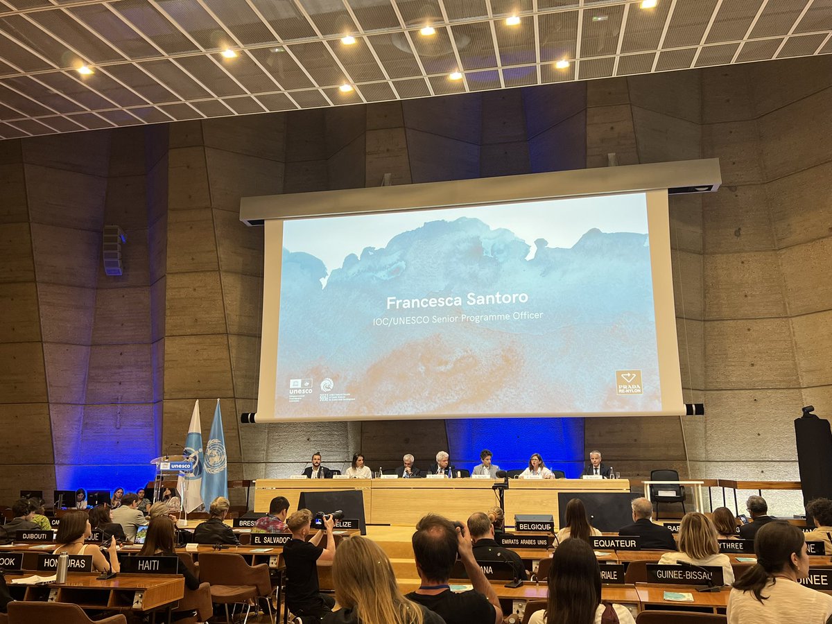 Live from #IOC32 ✨ Francesca Santoro ✨ “We want to contribute more to the #OceanDecade and now I’m announcing that we will launch a Decade Coordination Office (DCO) in #Venice in partnership with <a href="/Prada/">PRADA</a> . “