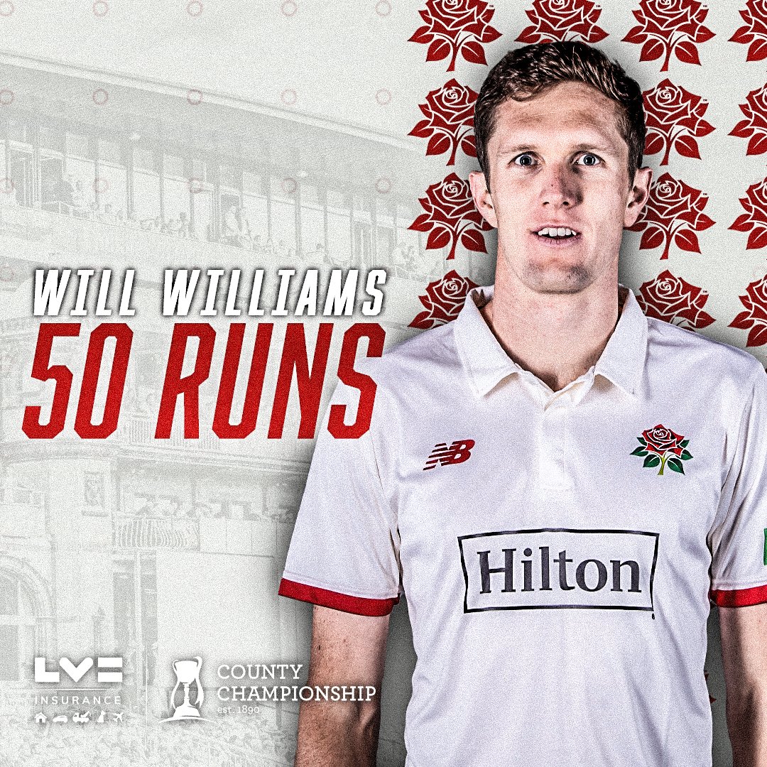 lancscricket's tweet photo. WILL SQUARED! 😍

Sorry for the delay, admin was whipping up the graphic... 👀

A brilliant half-century for Will Williams off 124 balls after coming in last night! 🙌

202-5 (74.4)

🌹 #RedRoseTogether https://t.co/sZKsgrURWE