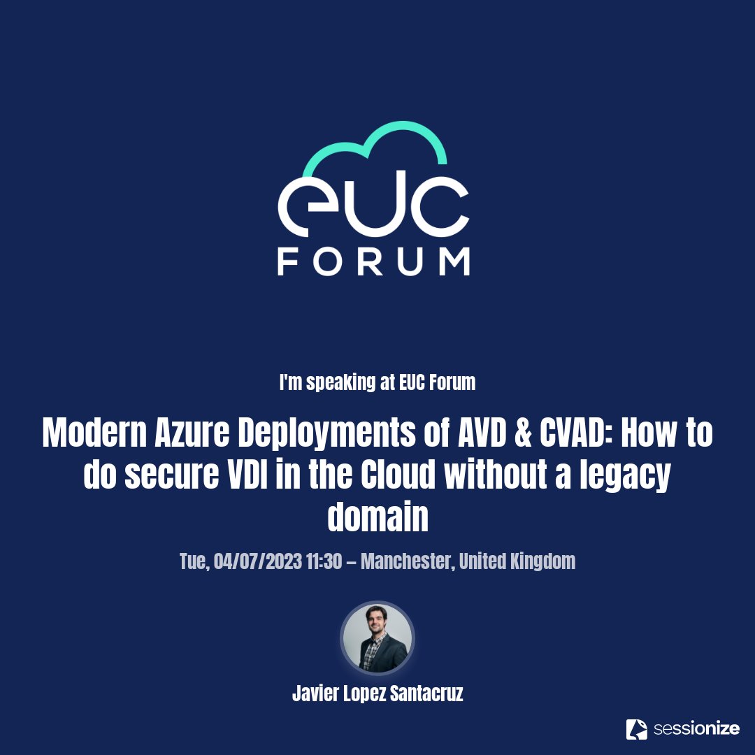 II have been invited to speak at the EUC Forum summer meeting 🎉, taking place on July 4th in the Etihad Stadium, Manchester. During the event, I will be delivering a presentation on Modern Azure Deployments of AVD & CVAD. @eucforumuk @citrix @cloudsoftware @Wendy_Gay1