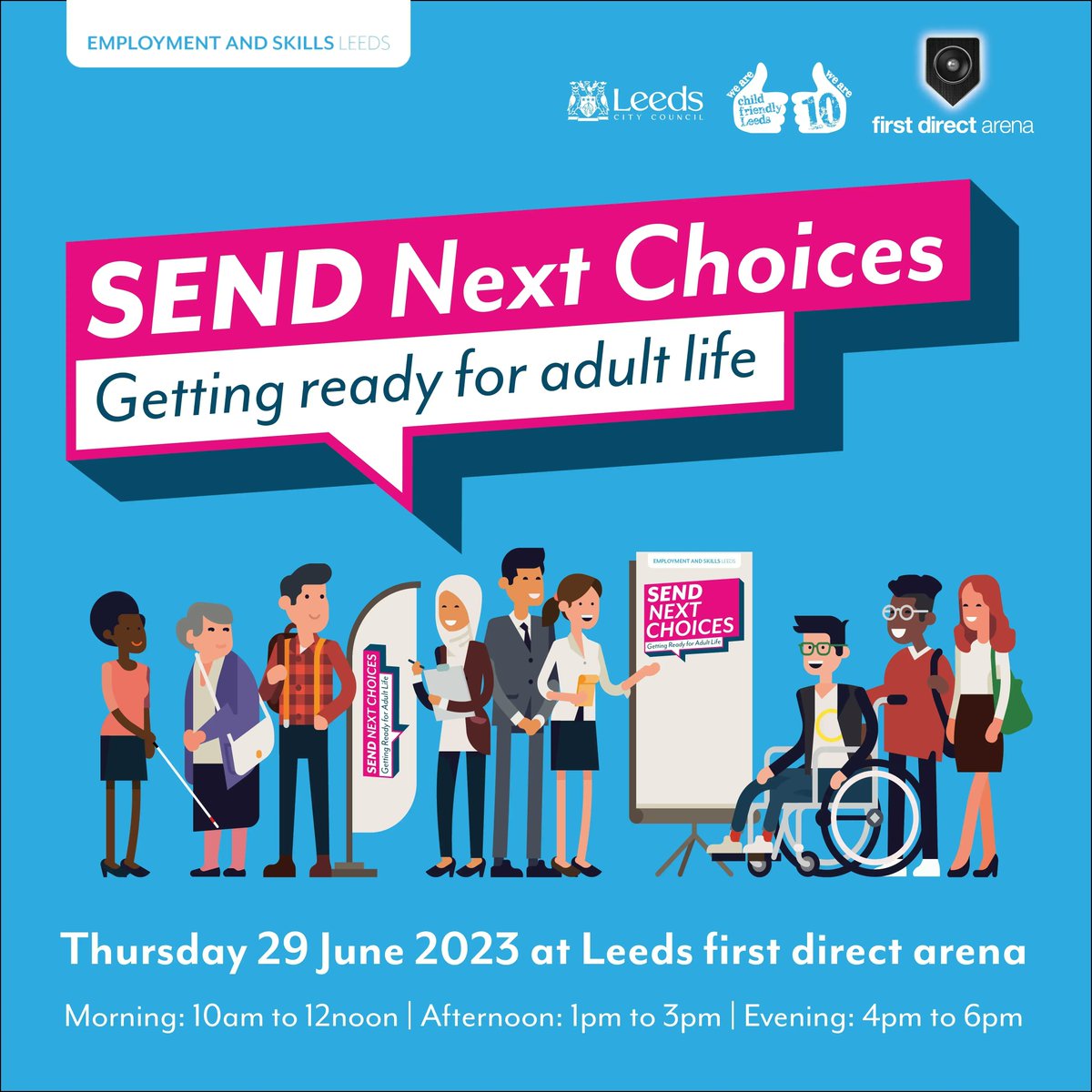 LSLCS's tweet photo. We'll be at Leeds First Direct Arena at #SEND23 on Thursday, where you can find out about transitions into adult life if you have a special education need and/or disability from over 60 exhibitors. @eandsleeds
Free tickets available here: https://t.co/sEcZX2EEyo https://t.co/w1d3yDkRs2