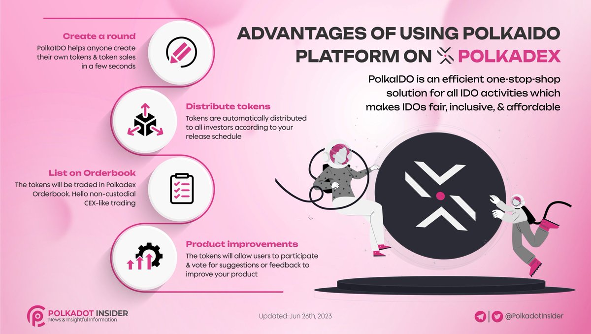 PolkadotInsider's tweet photo. 🧐 @polkadex is more than just an Orderbook #DEX; it will become a comprehensive ecosystem with multiple capabilities 

Among the many exciting features for blockchain teams and communities is PolkaIDO 💥  

Let's unlock the full potential of PolkaIDO - the exclusive launchpad on #Polkadex that offers endless advantages below 🚀 

#Polkadot #DOT