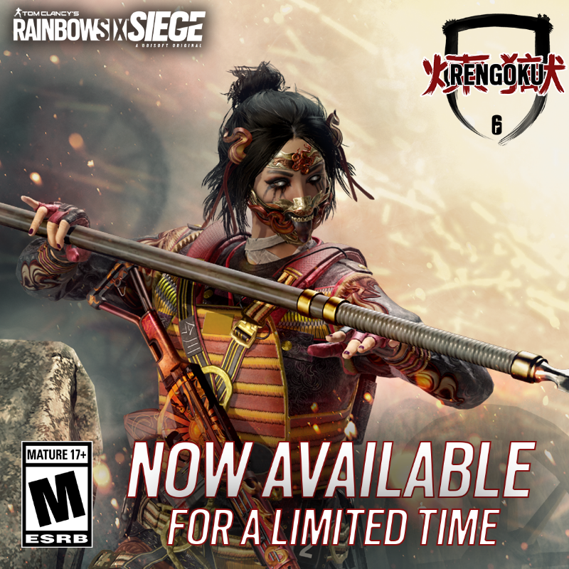 Rainbow6Game's tweet photo. Bring a touch of Ancient Japan fantasy in your collection and get your limited-time Rengoku cosmetics to earn favor!