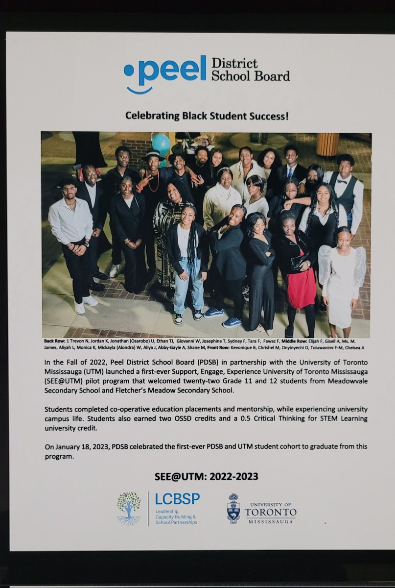 Recieved this plaque...made my morning. Absolutely beautiful. <a href="/PeelSchools/">Peel District School Board</a> <a href="/fmssarrows/">Fletcher's Meadow S.S.</a> celebrating Black student success. Thanks to the Leadership, Capacity Building and School Partnerships Department for their outstanding work with the SEE@UTM Program - Lisa Leoni, <a href="/PLloydHenry/">Phiona Lloyd - Henry</a>.