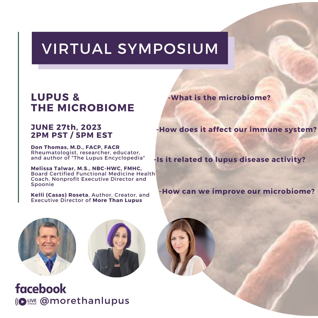 TUESDAY NEWSDAY! 
Today is #NationalMicrobiomeDay! Learn more about your microbiome at 2:00 PM PST / 5:00 PM EST right here with Dr. Don Thomas (The Lupus Encyclopedia) and Melissa Talwar (Support Fibro).