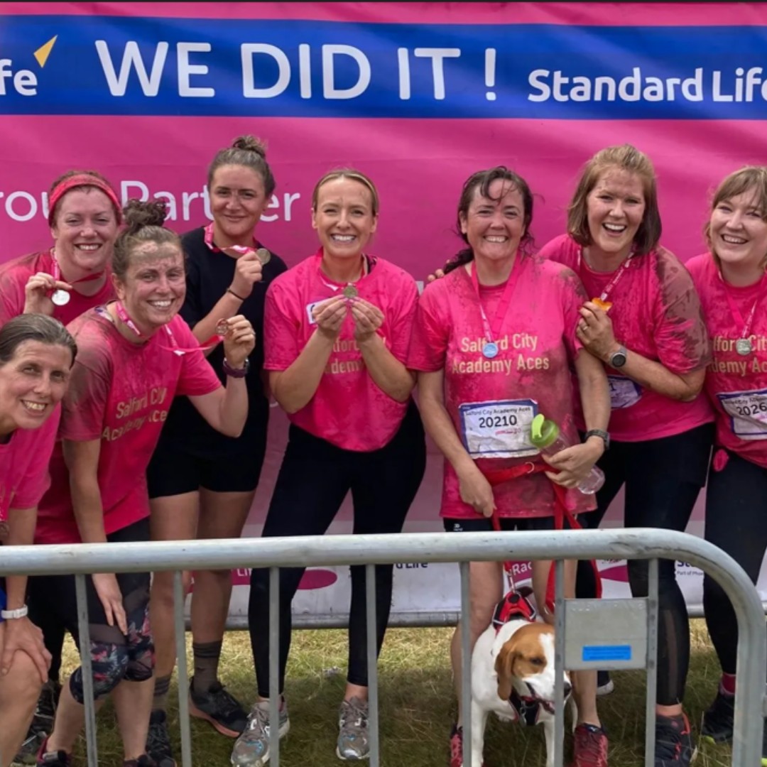 SCA_Community's tweet photo. The Salford City Academy Aces completed the Pretty Muddy 5k for Cancer Research on Saturday at Tatton Park 🙌
Collectively, they have raised over £500 for Cancer Research! 🎀
Well done, all!
#teamSCA #PrettyMuddy #RaceForLife https://t.co/0FlQu0RJlH