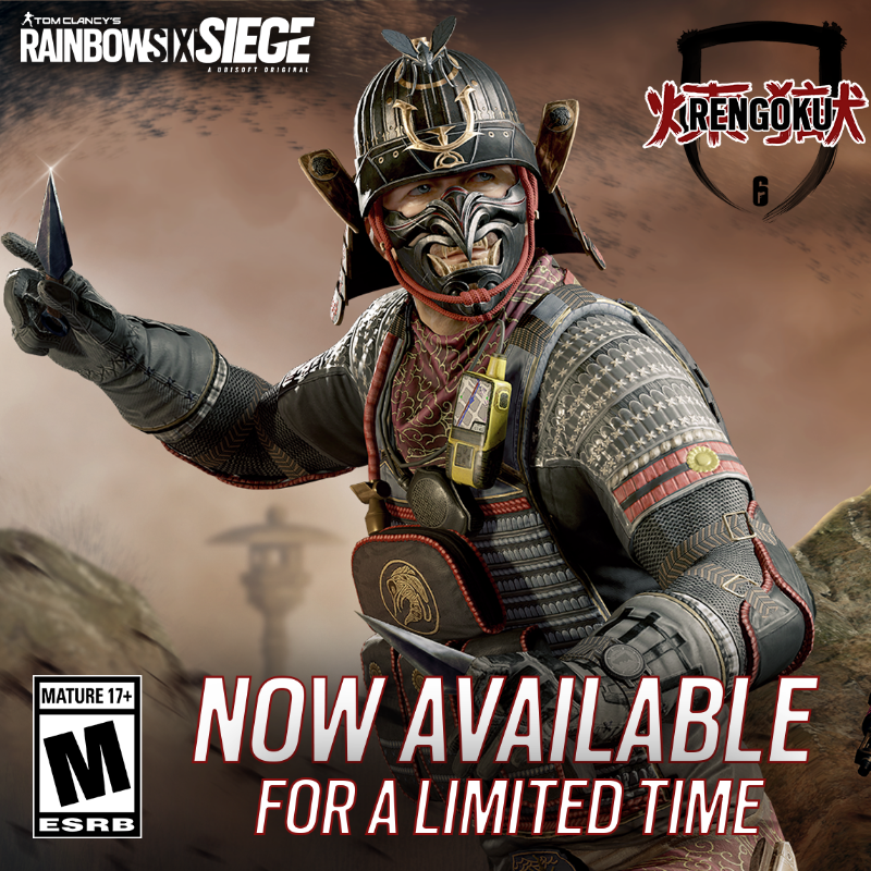 Rainbow6Game's tweet photo. Bring a touch of Ancient Japan fantasy in your collection and get your limited-time Rengoku cosmetics to earn favor!